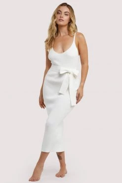 Wolf & Whistle Wolf & Whistle Lounge Ivory Knitted Rib Dress