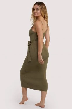 Wolf & Whistle Wolf & Whistle Lounge Khaki Knitted Rib Dress 7 Wolf & Whistle Wolf & Whistle Lounge Khaki Knitted Rib Dress