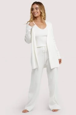 Wolf & Whistle Lounge Ivory Knitted Rib Cardigan