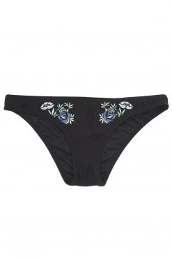 Wolf & Whistle Megan Black Embroidered Bikini Brief Swimwear