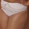 Wolf & Whistle Goldie White High Waist Bikini Brief With Removable Chain Curve Knickers