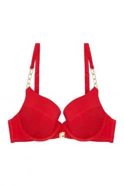 Wolf & Whistle Red Chain Push Up Bikini Top Swimwear