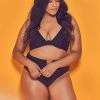 Wolf & Whistle Swimwear Katya Black Exposed Cradle Bikini Top Curve