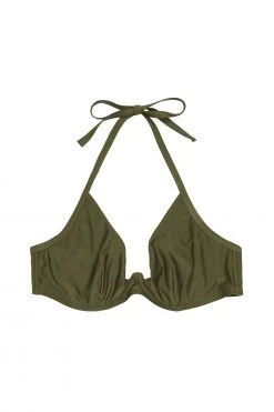 Wolf & Whistle Katya Khaki Exposed Cradle Bikini Top Curve