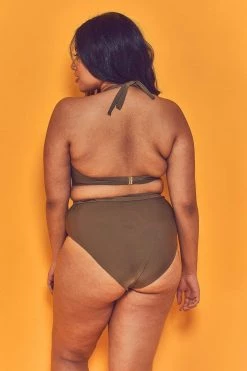 Wolf & Whistle Katya Khaki Exposed Cradle Bikini Top Curve