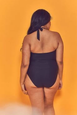 Wolf & Whistle Swimwear Fishnet Panel Swimsuit Curve