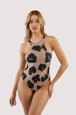 Wolf & Whistle Swimwear Brown Eco Leopard Swimsuit