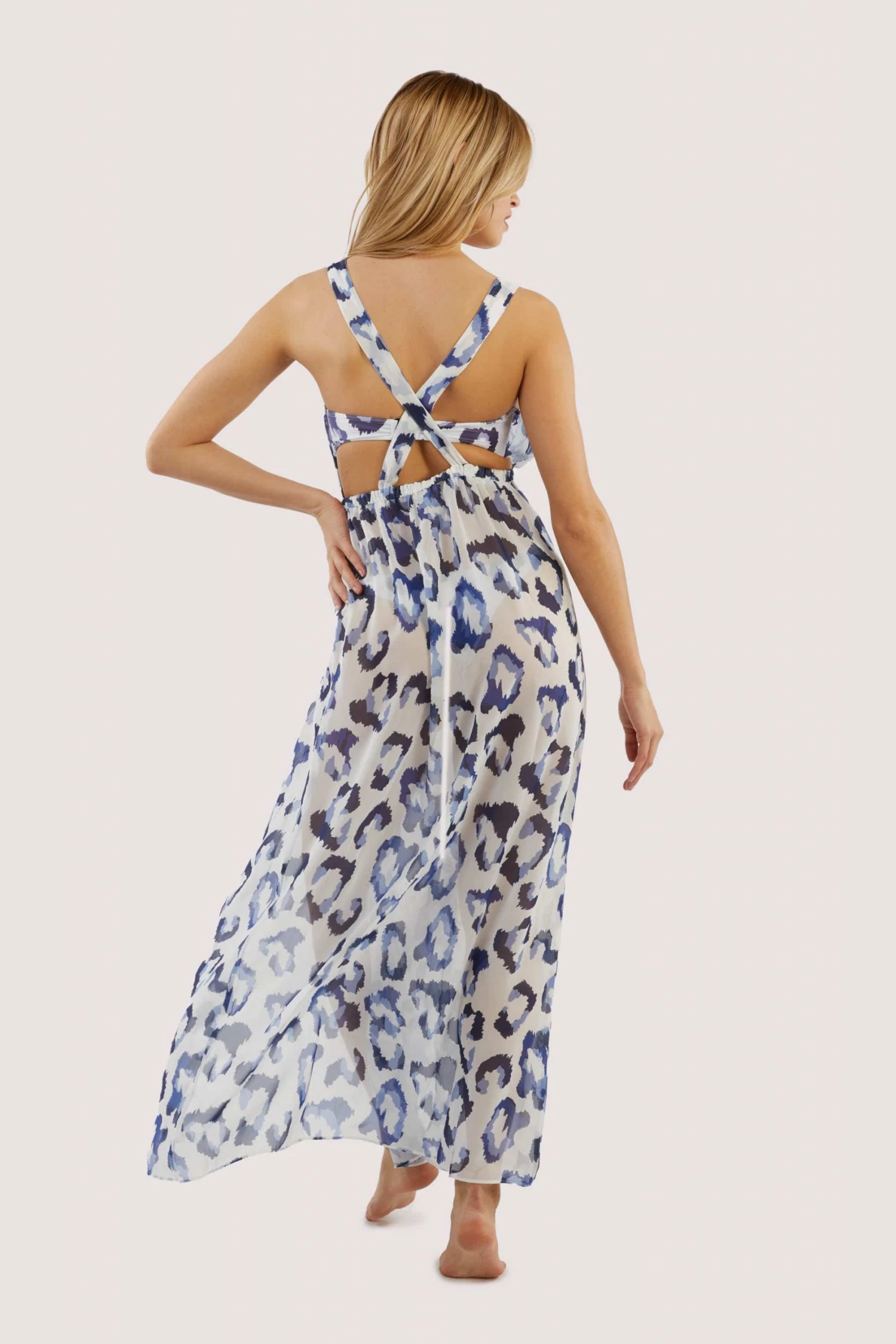 Wolf & Whistle Blue Leopard Beach Dress Swimwear 2 Wolf & Whistle Blue Leopard Beach Dress Swimwear