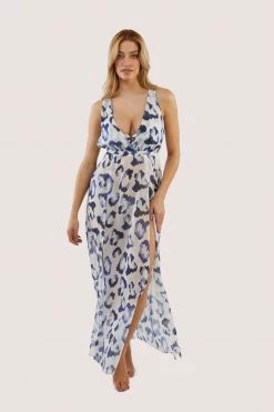 Wolf & Whistle Blue Leopard Beach Dress Swimwear 8 Wolf & Whistle Blue Leopard Beach Dress Swimwear