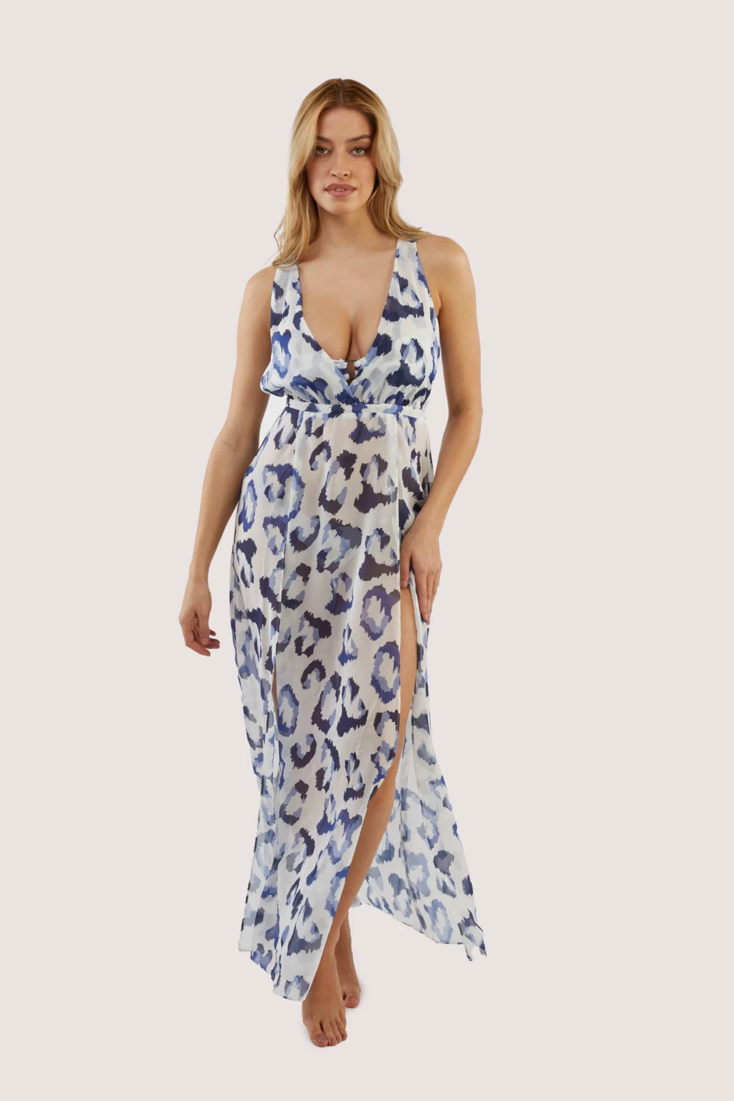 Wolf & Whistle Blue Leopard Beach Dress Swimwear 3 Wolf & Whistle Blue Leopard Beach Dress Swimwear
