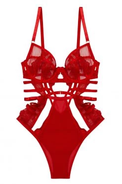 Wolf & Whistle Armelle Red Cut Out Strappy Body