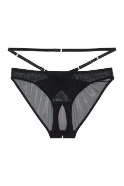 Playful Promises Eddie Black Crossover Wrap Crotchless Brazilian Brief Knickers