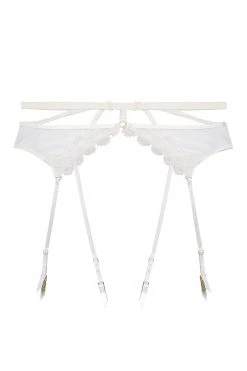 Hustler Esther White Lace Applique Suspender Belt