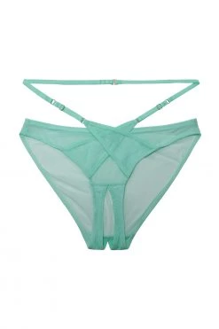 Playful Promises Eddie Aqua Crossover Wrap Crotchless Brief New In