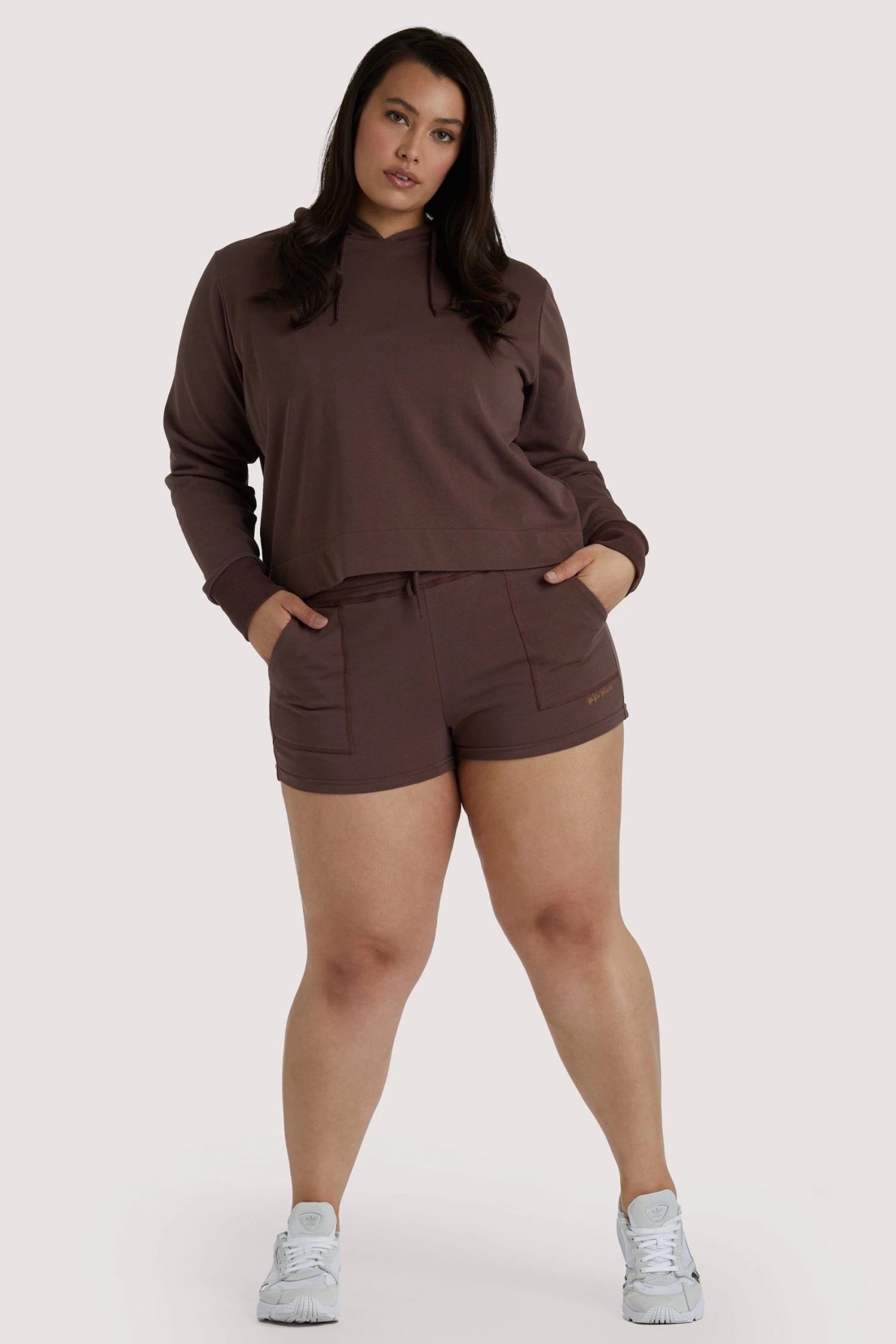 Wolf & Whistle Brown Curve Hooded Top Activewear 2 Wolf & Whistle Brown Curve Hooded Top Activewear