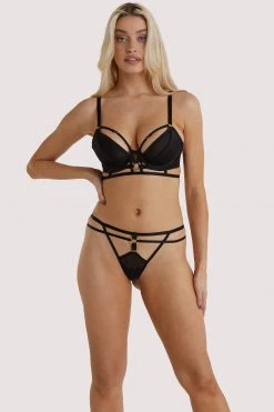 Hustler Black Sierra Gold Ring Thong