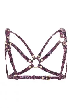 Regalia Open Harness Bra Purple Snake