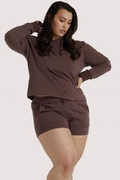 Wolf & Whistle Brown Curve Hooded Top Activewear