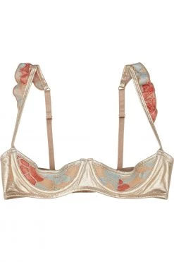 Peek & Beau Quinn Gold Leatherette Lace 1/4 Cup Bra A - DDD/F Bras