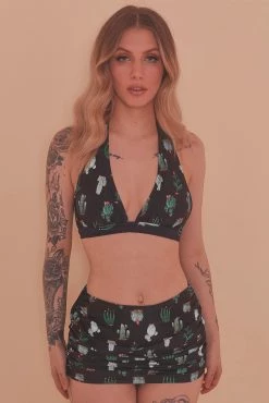 Collectif X Playful Promises Cactus Ruched Triangle Bikini Top Swimwear