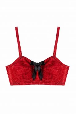 Bettie Page Lingerie Elsie Spiral Stitch Bullet Bra Red