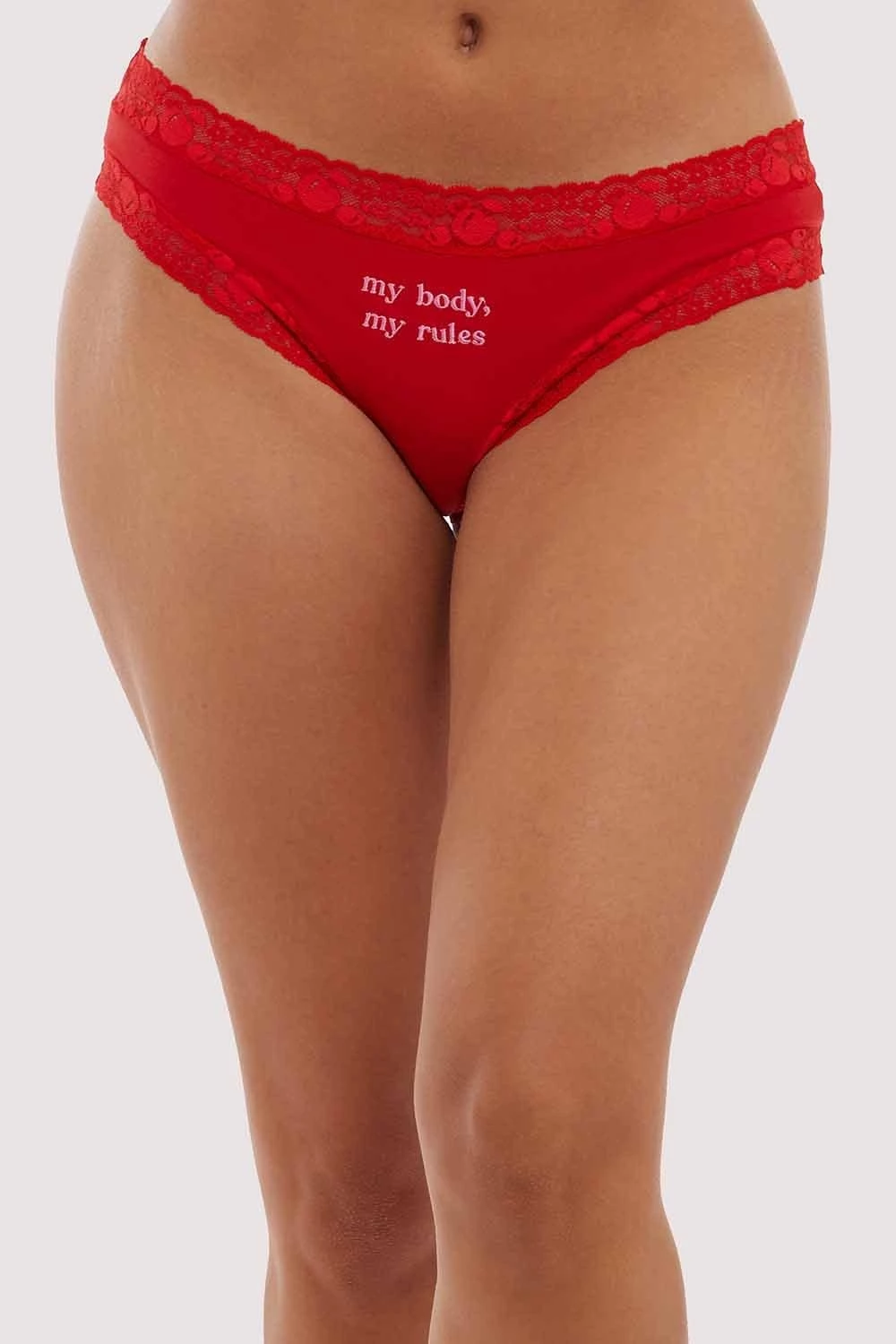 Squish Knickers My Body, My Rules Red Embroidered Brief 3 Squish Knickers My Body, My Rules Red Embroidered Brief