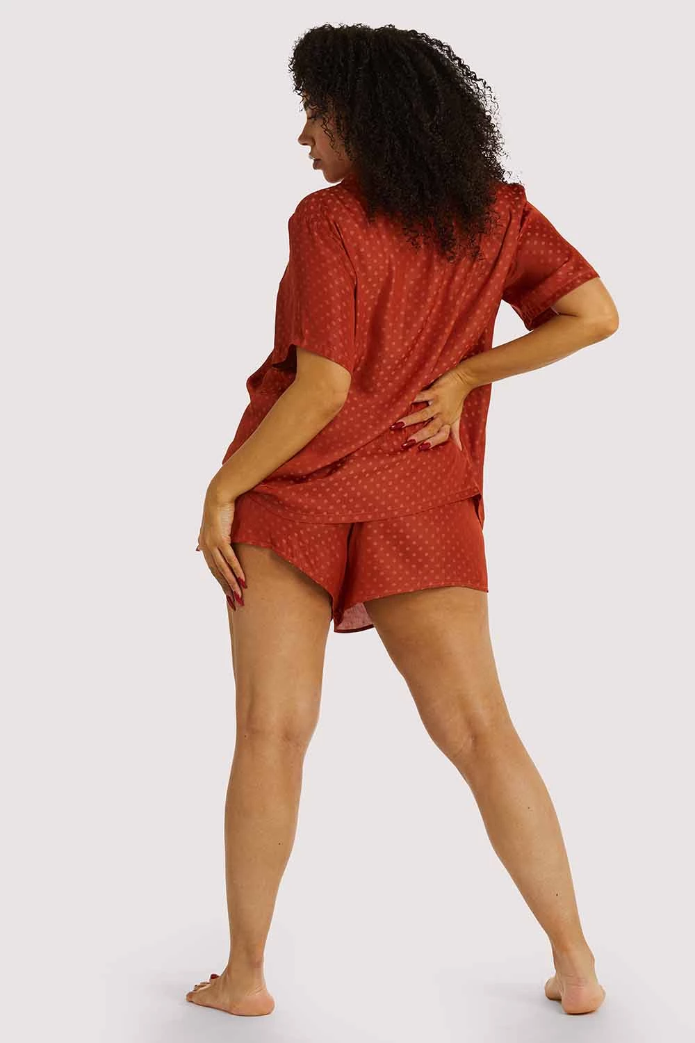 Wolf & Whistle Rust Spot Satin Pyjama Set Nightwear 4 Wolf & Whistle Rust Spot Satin Pyjama Set Nightwear