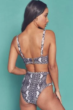 Wolf & Whistle Eco Snakeskin Chain Push Up Top B - G Swimwear