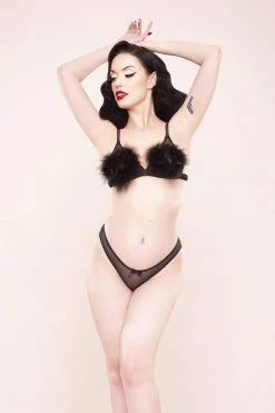 Bettie Page Lingerie Powder Puff Brief Black Knickers