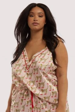 Playful Promises Bouffants Recycled Pink Cheeta Recycled Cami Nightwear