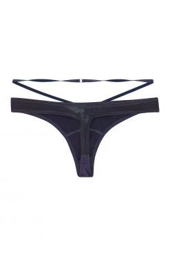 Playful Promises Philly Navy Tulip Satin Thong