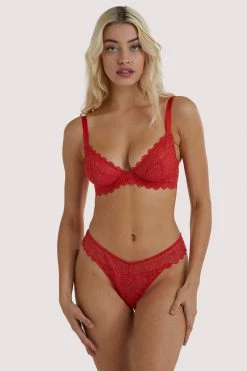 Wolf & Whistle Ariana Red Everyday Lace Thong Knickers