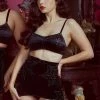 Bettie Page Lingerie Basques & Corsets Annabelle Diamante Spiderweb Black Girdle