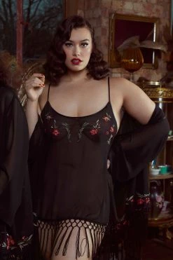 Bettie Page Lingerie Embroidered Tassel Chemise