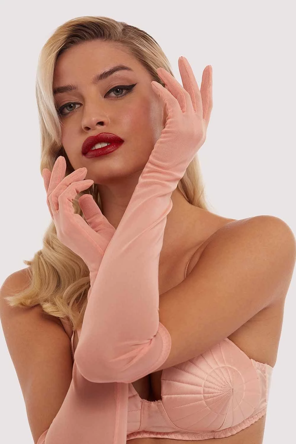 Bettie Page Lingerie Peach Gloves 1 Bettie Page Lingerie Peach Gloves