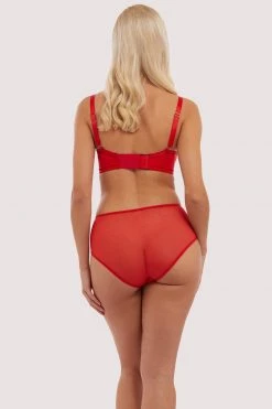 Bettie Page Lingerie Elsie Spiral Stitch Bullet Bra Red