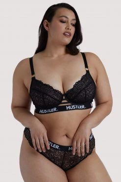 Hustler Branded Black Curve Lace Bra Bras