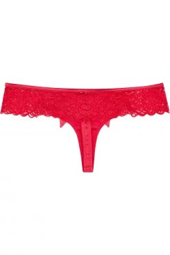 Playful Promises Ruby Pink Satin Crossover Thong Outlet
