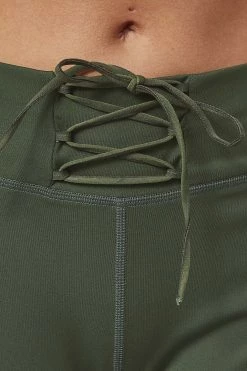 Wolf & Whistle Activewear Lace Up Leggings Khaki