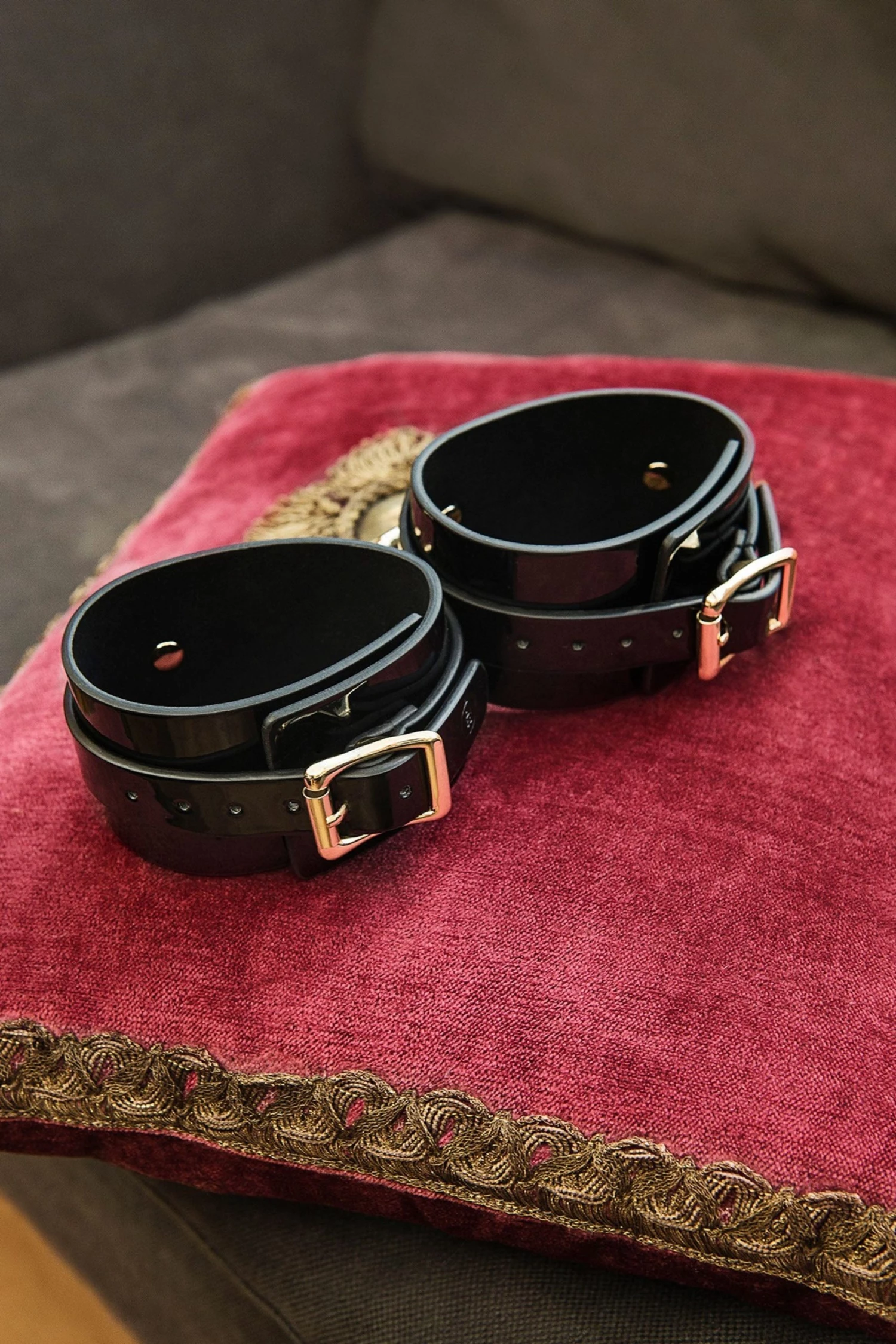 Soft Paris Dahlia Patent Leather Ankle Cuffs 1 Soft Paris Dahlia Patent Leather Ankle Cuffs