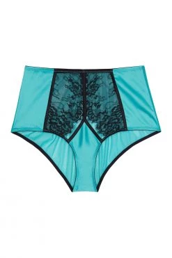 Playful Promises Knickers Henrietta Teal Lace Overlay High Waist Brief