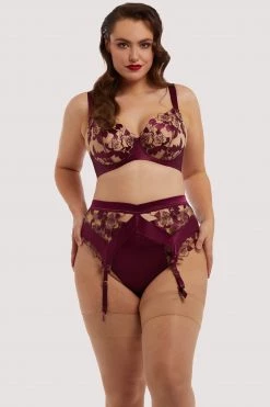 Dita Von Teese Lingerie Rosabelle Dark Cherry Curve Suspender Belt Suspenders
