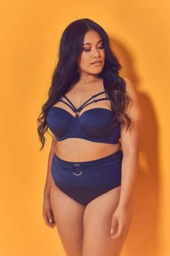 Wolf & Whistle Navy Belted Bikini Brief Curve Knickers