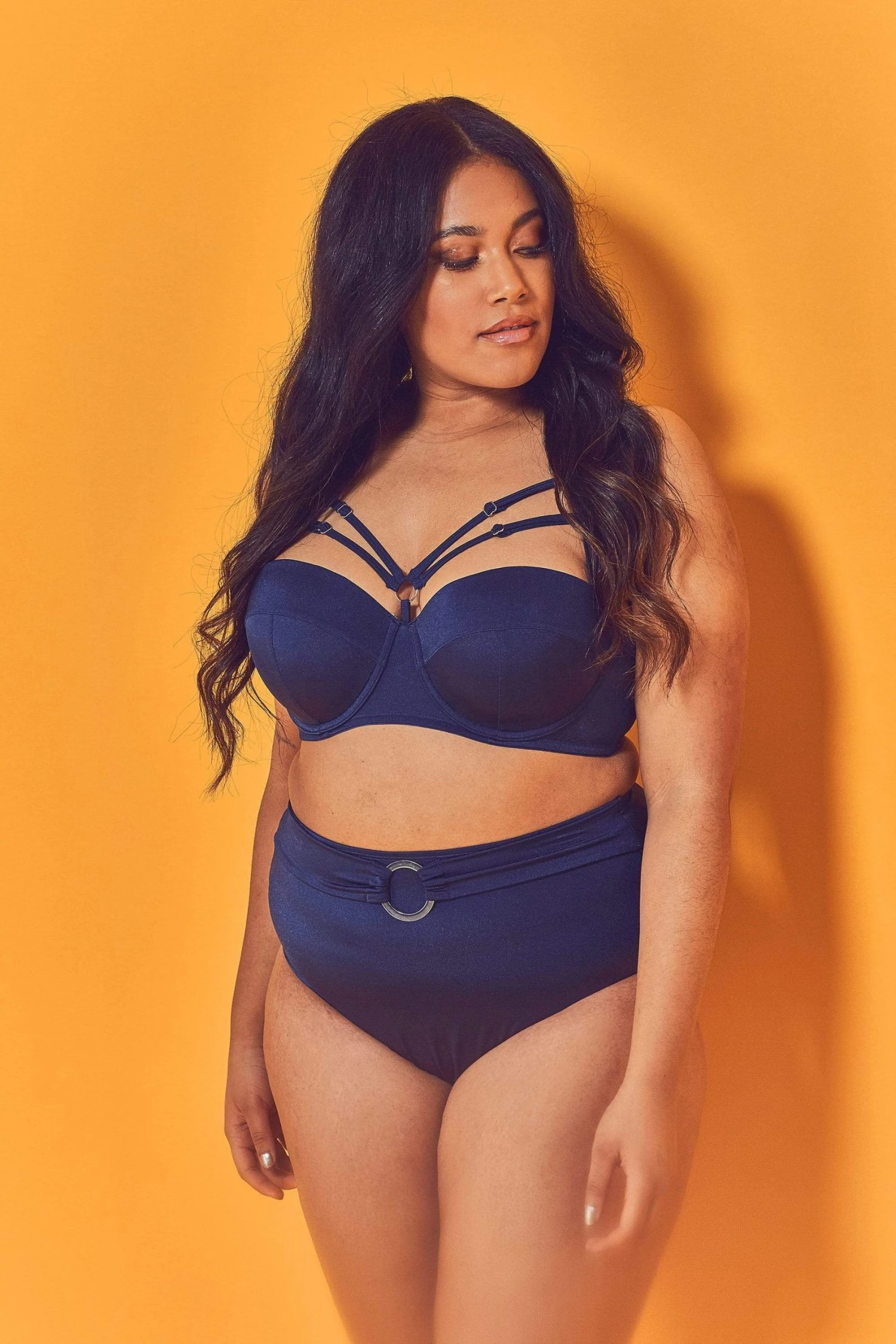Wolf & Whistle Navy Belted Bikini Brief Curve Knickers 1 Wolf & Whistle Navy Belted Bikini Brief Curve Knickers