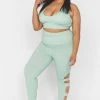 Wolf & Whistle Green Long Strappy Curve Leggings Activewear