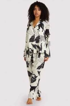 Wolf & Whistle Panther Print Satin Pyjama Set Nightwear 10 Wolf & Whistle Panther Print Satin Pyjama Set Nightwear