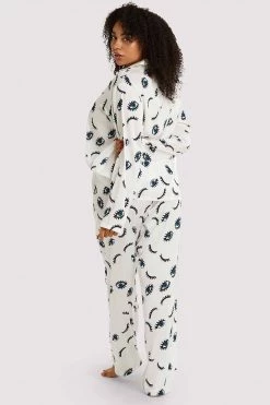 Wolf & Whistle Winking Eye Print Satin Pyjama Set 11 Wolf & Whistle Winking Eye Print Satin Pyjama Set