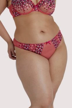 Playful Promises Free Sexy Summer Brief Cherry Embroidery Coral Brief