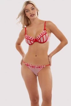 Squish Charli Pink Embroidered Balcony Bra