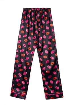 Bettie Page Lingerie Kiss Print Tie PJ Top And Bottom